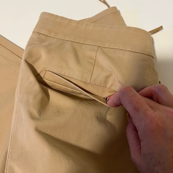 Anthropologie Exquise High Rise Pleated Chino Tan Cedar Pants Crop Small - Picture 5 of 12